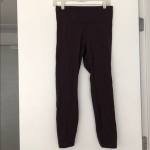 Lululemon maroon leggings with mesh style